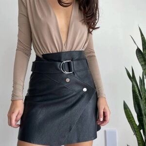 ZARA black faux leather skirt XS mini NWOT